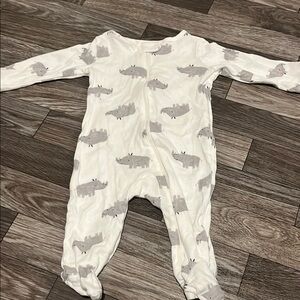 Carter's White and Gray Elephant Footie One Piece